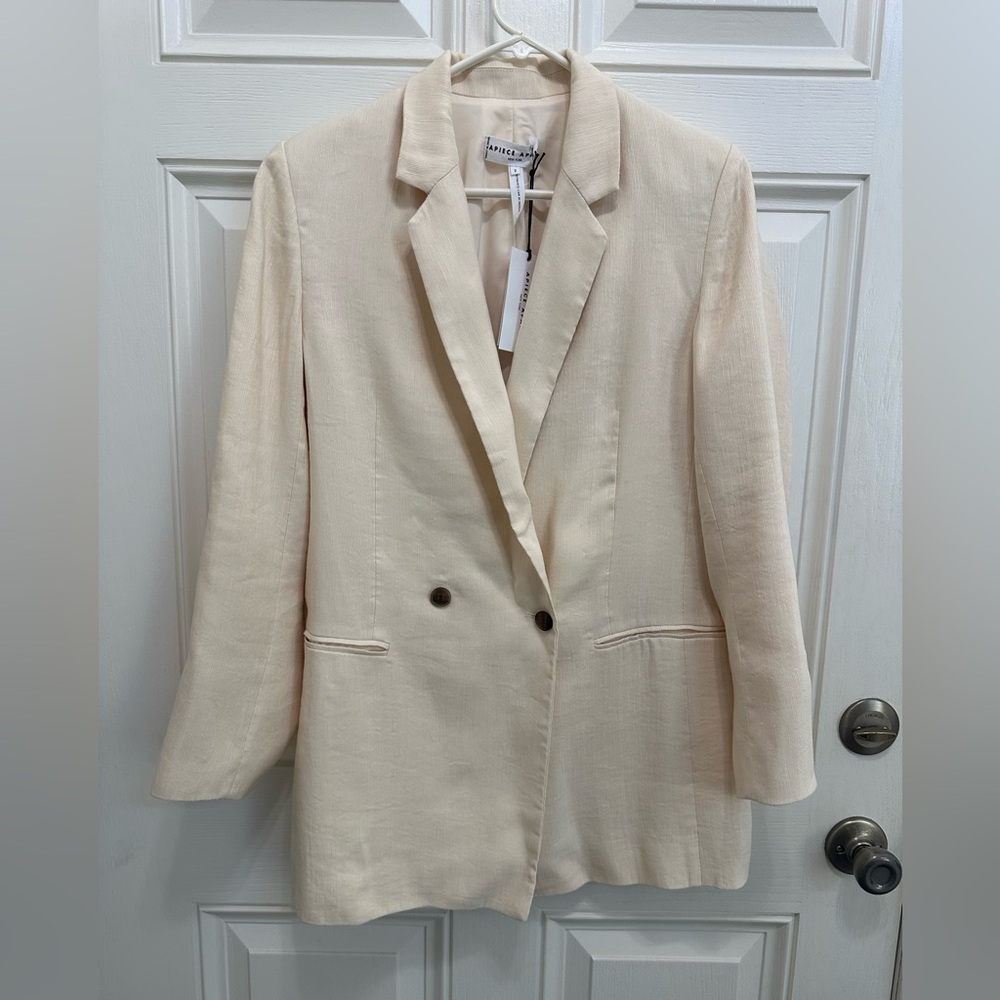Apiece Apart Cream Elsa Double-Breasted Blazer